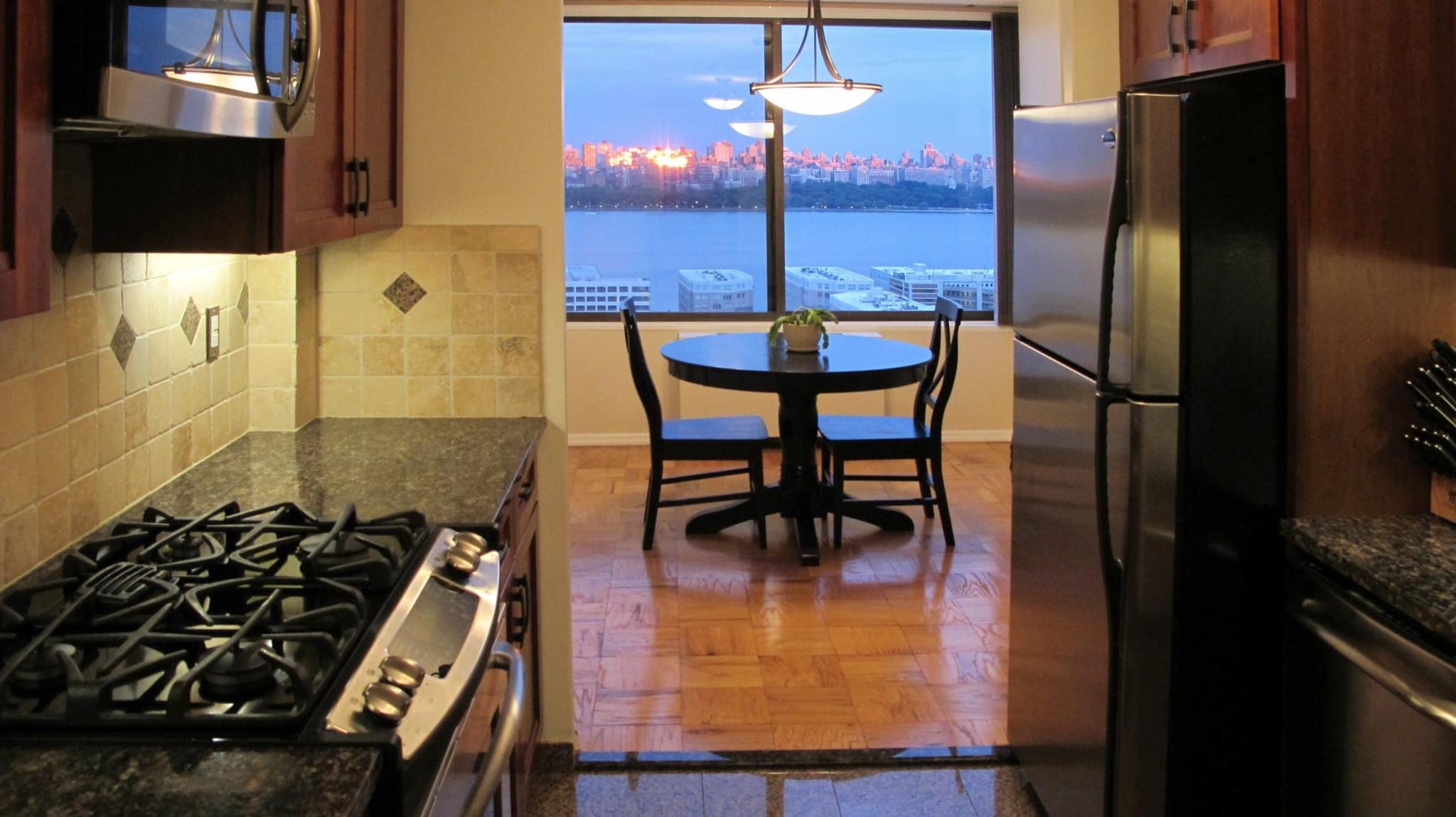 A Park Hudson kitchen overlooking the Hudson River